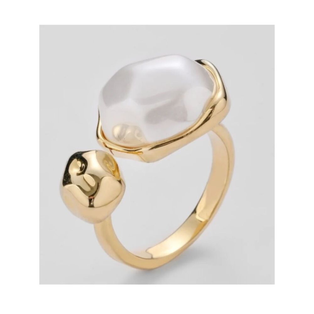 Gold Pearl Open Band Ring - Women Jewelry